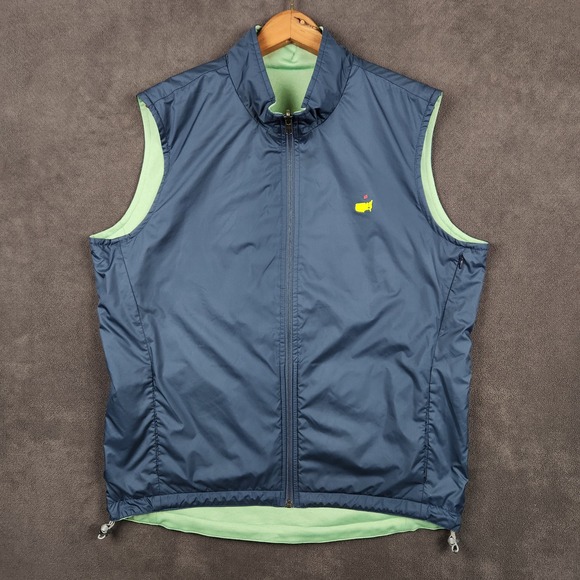 Masters Peter Millar Reversible Golf Vest Mens Large Blue Green Embroidered Logo